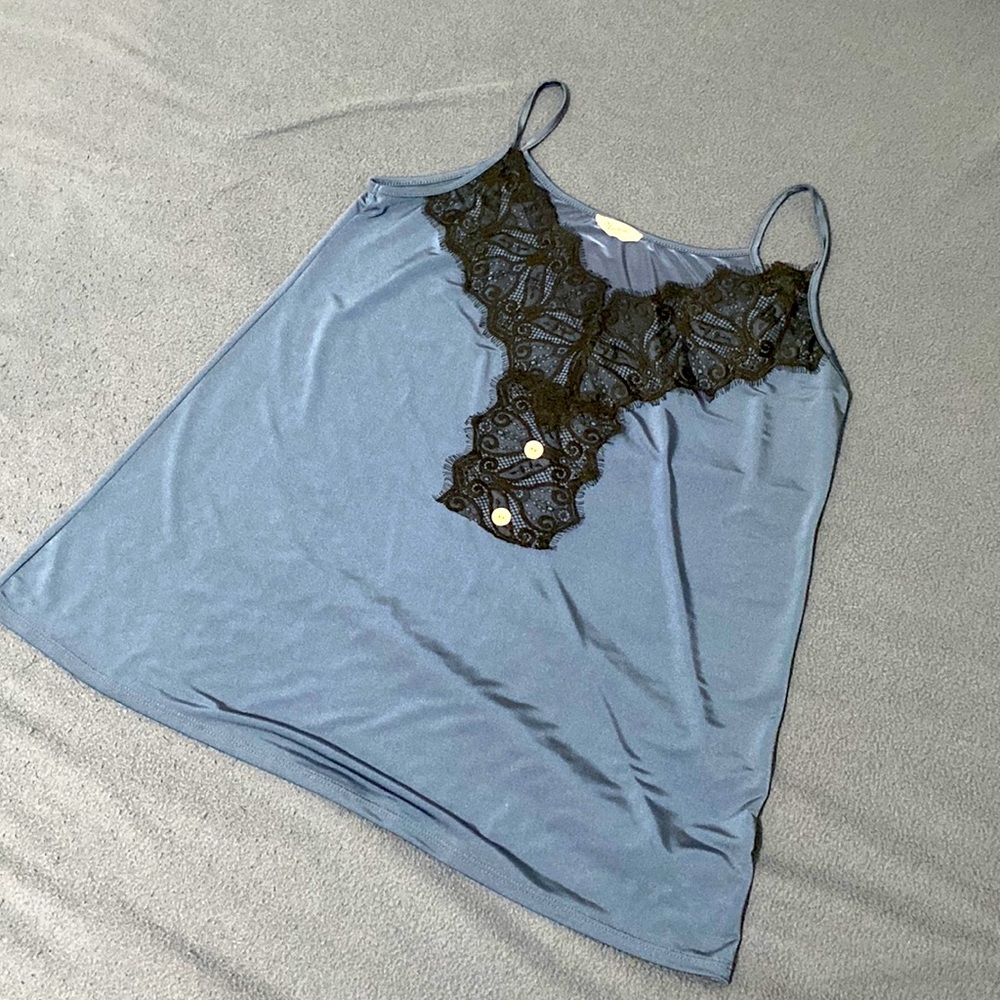 Loose Cyan Spaghetti Strap Top